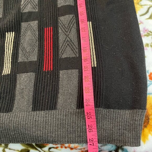 Vintage Boston Trader Sweater Mens L Grandpa Merino Wool Blend Geometric Vneck - Picture 6 of 6